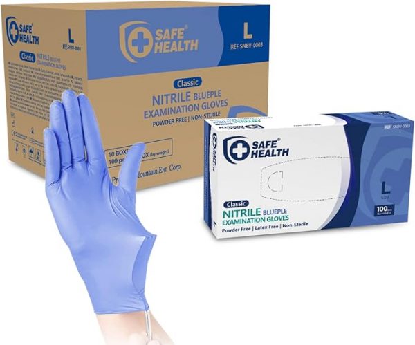 Safe Health Large Blue Nitrile Gloves